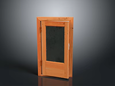 Minimalist Wooden Door Furniture With Glass Panel And Simple Frame Design 3d model