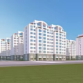 Multi story Residential Buildings with White Exterior Red Roofs and Green Surroundings