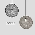Modern Spherical Pendant Lights With Intricate Woven Design On Light Wall 3d model