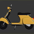 Elegant Yellow Scooter Featuring Black Seat Chrome Accents and Reflective Surface