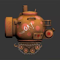 Yellow Military Vehicle With Tracks Pink Spots 6K Logo And Round Design