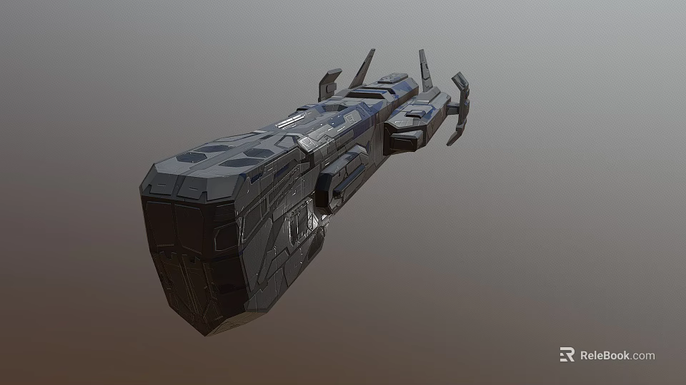 Futuristic Sci-Fi Spaceship With Geometric Design Metallic Surface And Advanced Aerodynamic Structure 3d model 