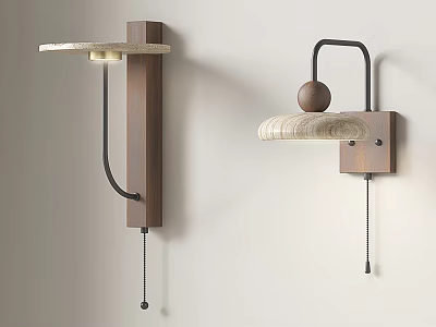 Wooden Wall Lamps With Brown Frame Light Plate And Modern Minimalist Design 3d model