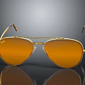 Aviator Style Sunglasses With Gold Frame And Orange Lenses For Daily Use