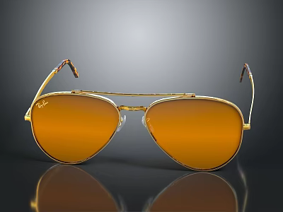 Aviator Style Sunglasses With Gold Frame And Orange Lenses For Daily Use 3d model Aviator Style Sunglasses With Gold Frame And Orange Lenses For Daily Use 3d model