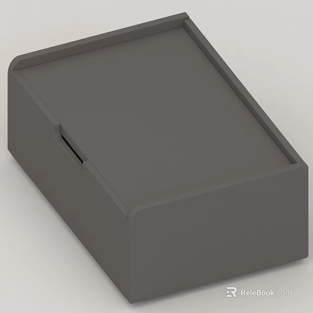 Modern Grey Minimalist Storage Box With Smooth Surface And Small Handle 3d model 