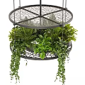 Multi Tiered Hanging Rack with Lush Green Potted Plants for Indoor Decor