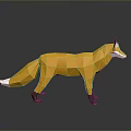 Low Poly Yellow Fox Model With Geometric Design And Grey Background 3d model