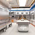 Modern Dessert Shop Interior Design With Glass Display Counter Wooden Tables And Soft Lighting