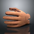 Brown Leather Gloves With Decorative Patterns On Finger Backs And Soft Leather Texture 3d model