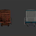 Red Striped Rustic And Gray Roof White Blue Freight Train Cars Design