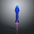Fantasy Glowing Sword with Blue Blade Purple Accents and Pink Hilt in Mythical Weapon Design
