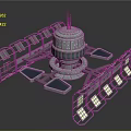 Futuristic Space Station 3D Model Featuring Central Tower And Modular Panels 3d model