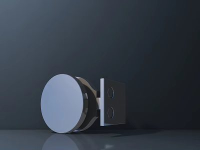 Durable Silver Metal Showcase Shelf with Round Panel and Hole Design for Retail 3d model