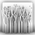 Tree Shaped White Partition With Golden Decorations And Dark Panel