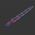 Long Pink And Black Striped Caterpillar With Vibrant Body On Dark Background