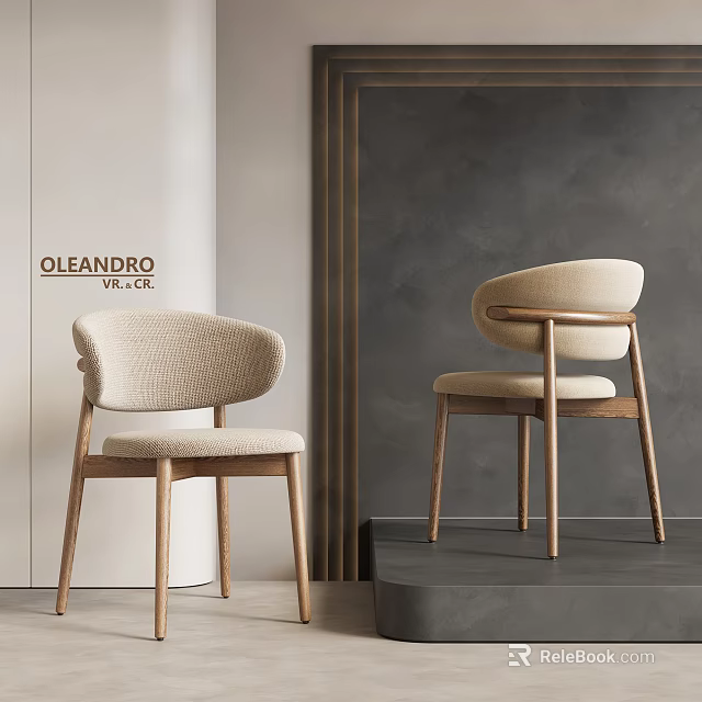 Minimalist Modern Dining Chairs With Wooden Frame Upholstered Seat And Sleek Design 3d model 