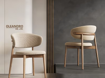 Minimalist Modern Dining Chairs With Wooden Frame Upholstered Seat And Sleek Design 3d model
