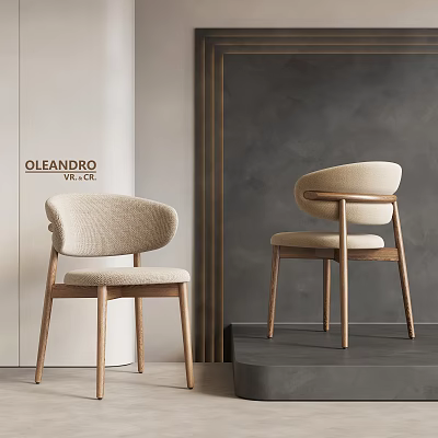 Minimalist Modern Dining Chairs With Wooden Frame Upholstered Seat And Sleek Design 3d model