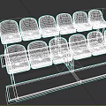 Green And Blue Stadium Seats Arranged In Two Rows With Metal Frames And Black Steps 3d model
