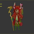 Vibrant Mythical Character With Creature Inspired Horns Nature Themed Attire And Curved Staff
