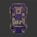 Purple Vintage Sports Car With Textured Body Rear Spoiler And Stylish Wheels