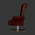 Crimson Red Office Chair With Tufted Diamond Pattern Gold Accented Armrests And Wheeled Metal Base