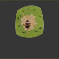 Cute Brown Goat Standing on Green Grass with Stones and Small Plants