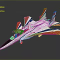 White Red Blue Fighter Jet Model With Open Cockpit And Streamlined Design 3d model