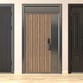 Various Security Doors Featuring Different Designs Wood Grain And Metal Frames 3d model