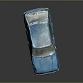 Old Blue Sedan With Worn Out Exterior And Classic Vintage Design Features