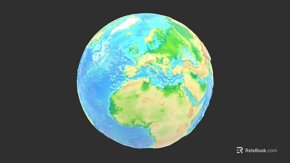 Microtopography Of Earth Surface With 3D Terrain Features And Colorful Regions 3d model 
