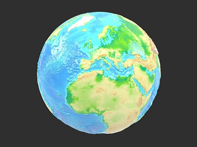 Microtopography Of Earth Surface With 3D Terrain Features And Colorful Regions 3d model