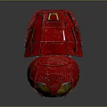 Iron Man Helmet with Red and Gold Metallic Design and Glowing Blue Eyes