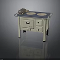 Vintage White Elstar Electric Cooker With Two Circular Cooktops Covered Pot Drawer And Cabinet Door
