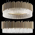 Modern Luxury Chandelier Featuring Gold Metal And Transparent Crystal Long Strips Layered Ring Design