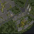 Aerial View Planning of Residential Area With High Rise Buildings Roads River and Greenery