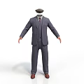 Headless Man in Pinstripe Suit Vest Tie and Hat on White Background
