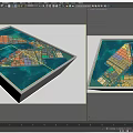 Urban Planning Model With Colored Functional Zones Water Area And Lighting Display Platform