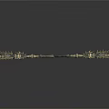 Ancient Ornate Metallic Weapon With Long Handle Intricate Carvings And Sharp Spikes