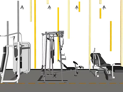 Modern Commercial Gym Fitness Equipment with Multi Function Machines and Training Benches 3d model