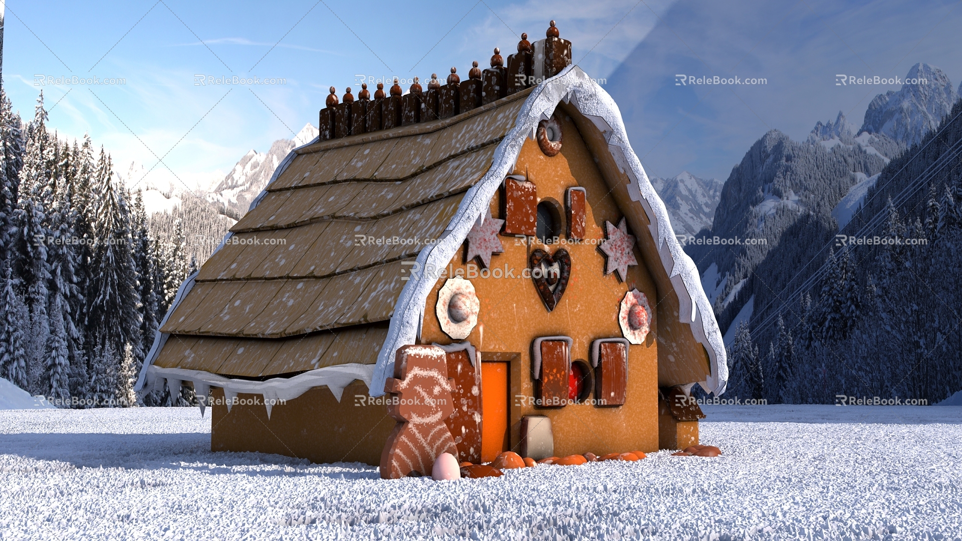 Modern Cartoon Building Snow Cabin 3d model