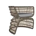 Modern Rattan Leisure Chair With Curved Frame And Gray Cushion Design