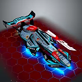 Futuristic Formula 1 Car With Blue Red Neon Lights On Hexagonal Red Base