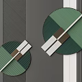 Modern Circular Wall Decor Featuring Green Black White Brown Striped Geometric Patterns 3d model