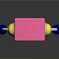 Cute Pink Cube Shaped Robot With Yellow Ears Blue Hands And White Facial Features