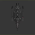 Futuristic Sci-Fi Large Spaceship Featuring Streamlined Gray Design Red Details Weapon Systems And Thrusters 3d model