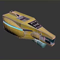 Futuristic Yellow Green Weapon With Streamlined Body Digital Display And Modern Tech Features