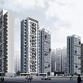 Modern High Rise Residential Complex With Central Greenery And Landscaped Layout