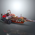 Homemade Mechanical Weapon With Wooden Metal Parts And Red Wheel Design
